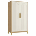 Kleiderschrank 90 x 55 x 180 cm Holzwerkstoff Beige Eiche mit 2 Türen geriffeltem Design