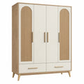 Kleiderschrank 160 x 55 x 200 cm Holzwerkstoff Beige Naturholz mit geriffelten Türen