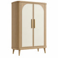 Kleiderschrank 100 x 50 x 180 cm Holzwerkstoff Natur/Creme mit 2 Türen im Retro-Stil