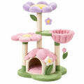 Kratzbaum 60 x 50 x 110 cm aus Plüsch und Sisal Rosa Lila Grün mit Katzenhöhle Liegeflächen und Spielzeug