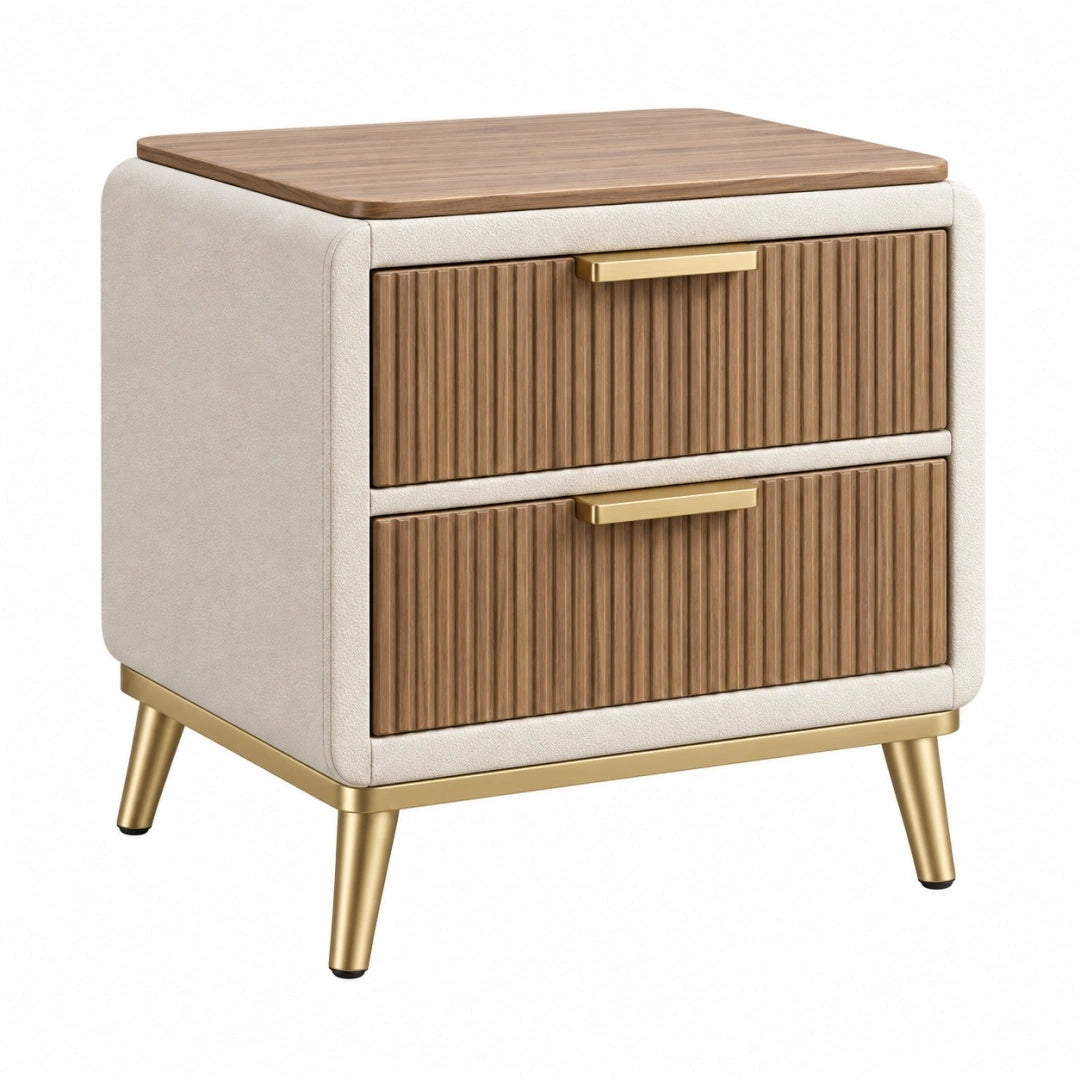 Nachttisch 50 x 40 x 55 cm Holzoptik Beige mit 2 Schubladen
