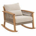 Schaukelstuhl 82 x 75 x 92 cm aus Holz in Beige mit Kordelbespannung skandinavischer Stil