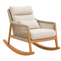 Schaukelstuhl 82 x 75 x 98 cm aus Holz und Kordelgeflecht in Naturbeige mit Polsterung