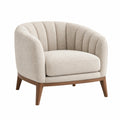 Sessel 78 x 76 x 78 cm in Beige mit Stoffbezug und Holzgestell im modernen Lounge-Stil