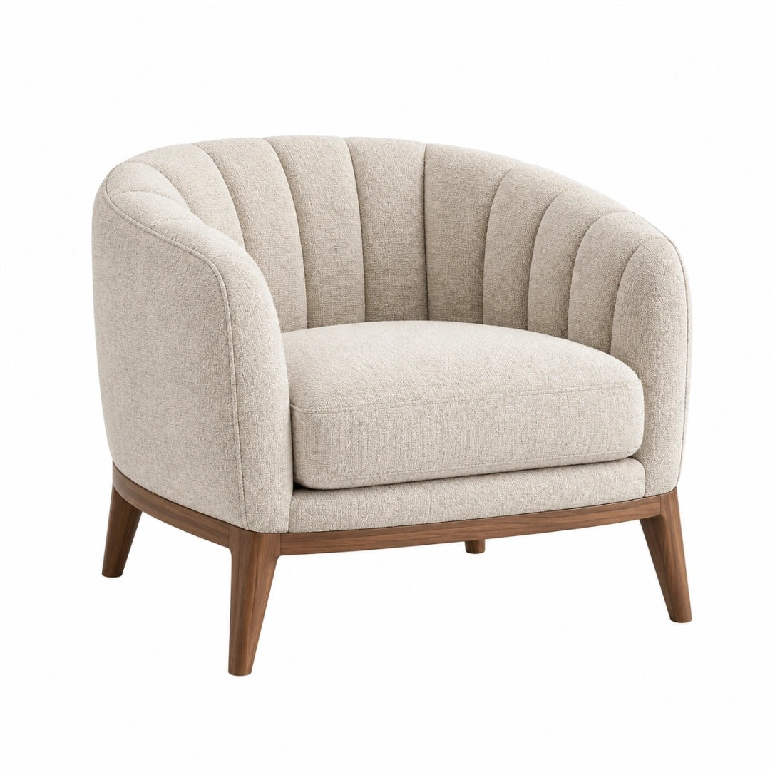Sessel 78 x 76 x 78 cm in Beige mit Stoffbezug und Holzgestell im modernen Lounge-Stil