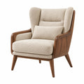 Ohrensessel 78 x 85 x 105 cm mit Textilbezug in Beige und Holzgestell im Mid-Century-Stil