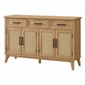 Sideboard 160 cm Holz und Rattan Natur für Wohnzimmer im Retro-Stil